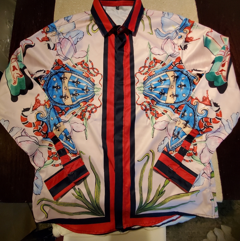 Vibrant Printed faux silk shirt